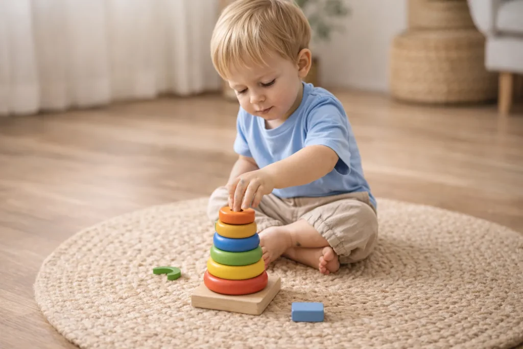 Tour d’empilage éducative Montessori en bois pour enfant de 2 à 4 ans