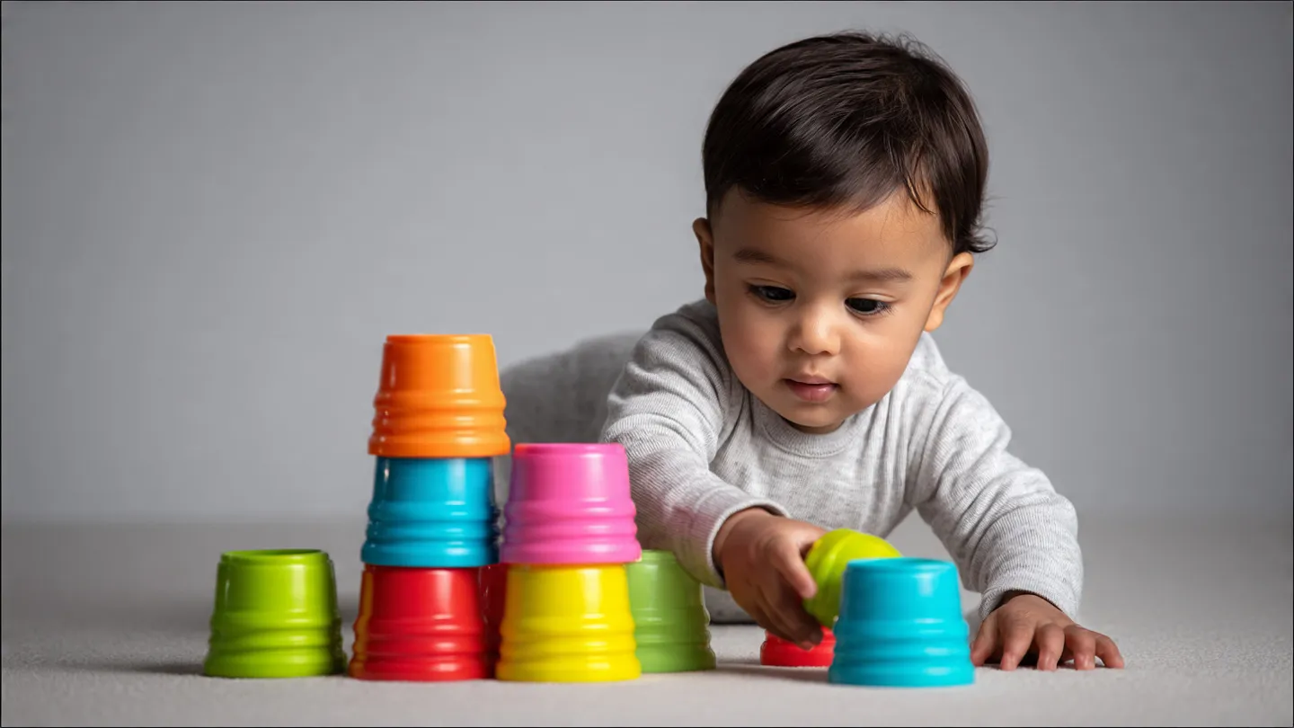 Bébé jouant avec un jouet à empiler