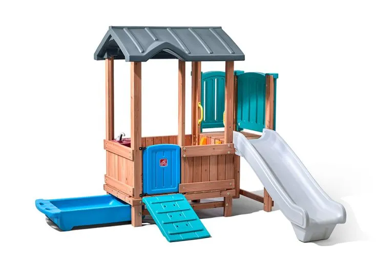 portique cabane enfant plastique toboggan jardin extérieur
