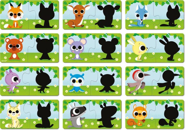Puzzles Animaux et Ombres Janod, 12 duos