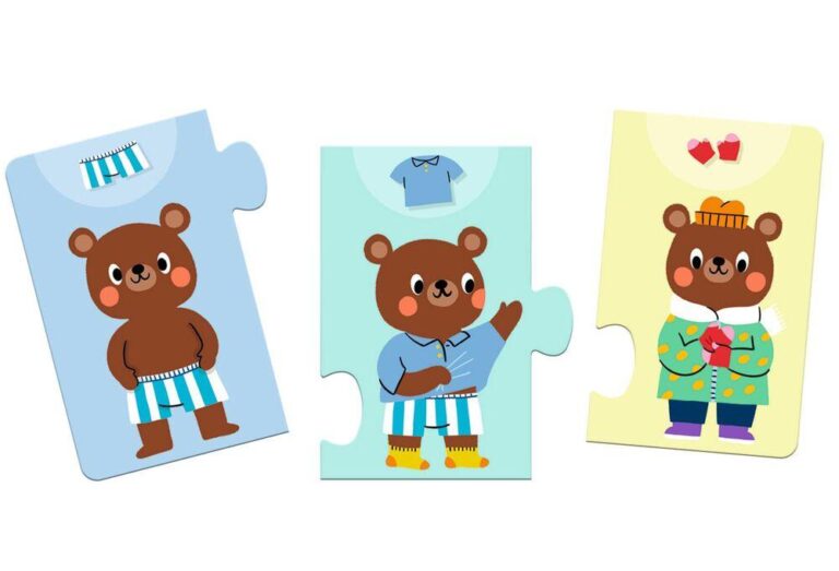 Puzzle frise Nounours s&rsquo;habille Djeco, 10 pièces