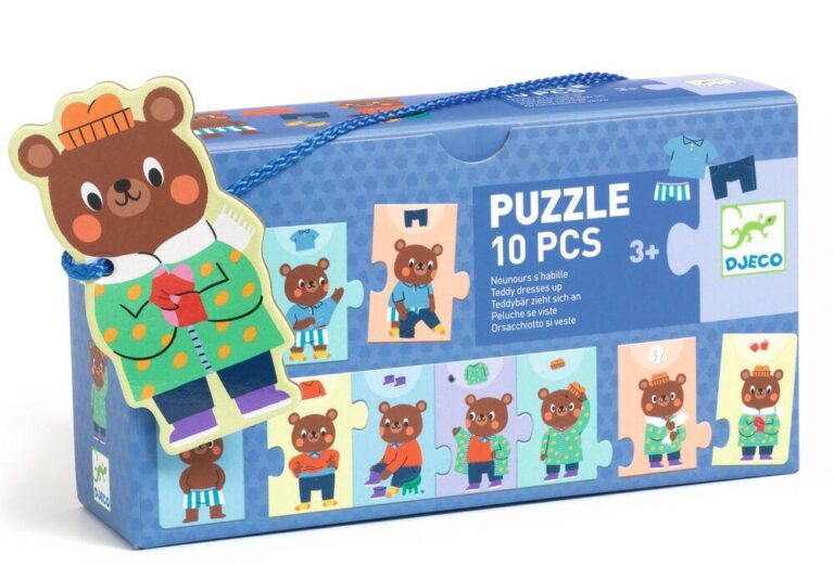 Puzzle frise Nounours s&rsquo;habille Djeco, 10 pièces