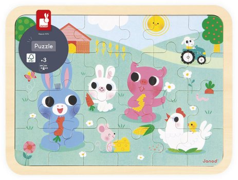 Puzzle À la ferme en bois Janod, 24 pièces