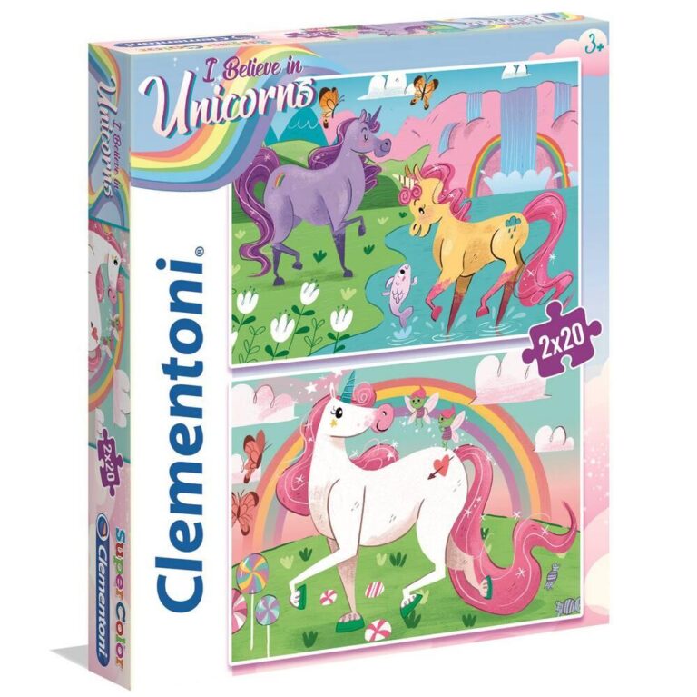 Puzzle Super Color 2 x 20 pièces Licornes Clementoni