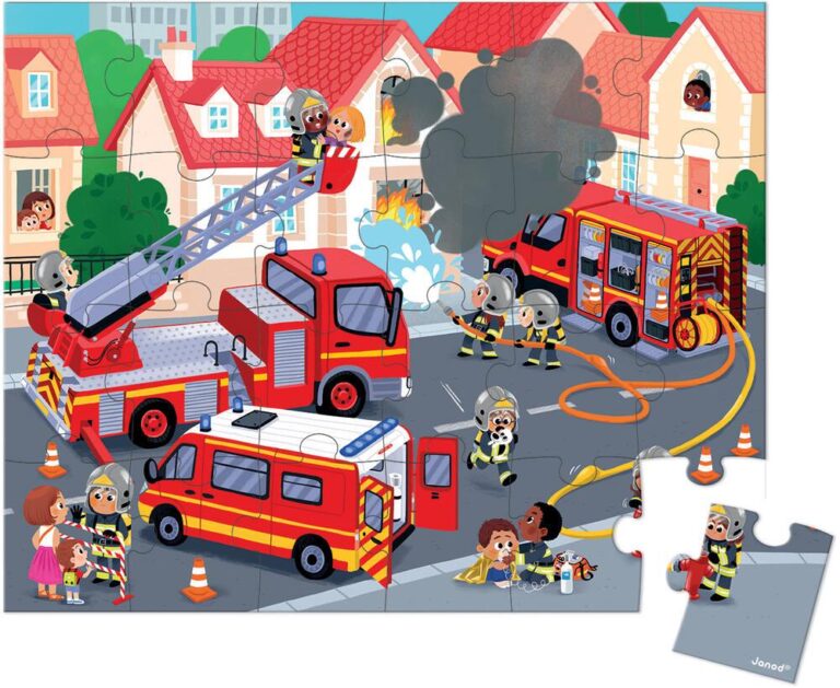 Puzzle Pompiers Janod, 24 pièces