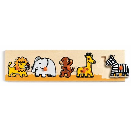 Puzzle bois à boutons Jungle Djeco, 5 pièces