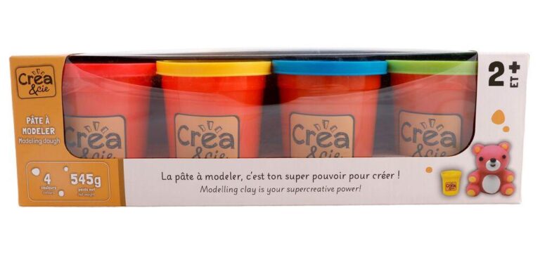 Pâte à modeler Créa & Cie 4 pots couleurs primaires