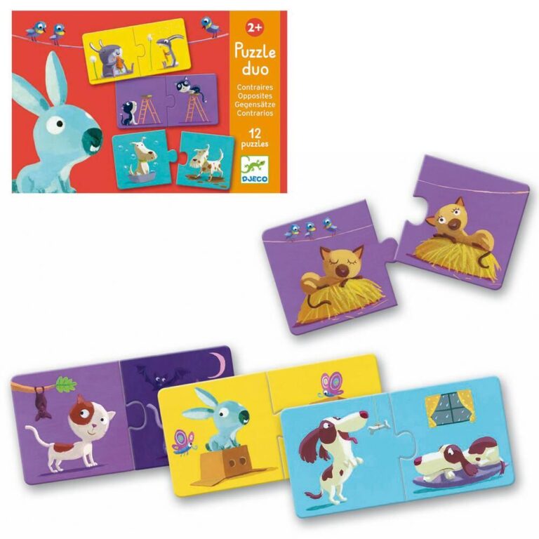 12 puzzles 2 pièces Duo Contraires Djeco