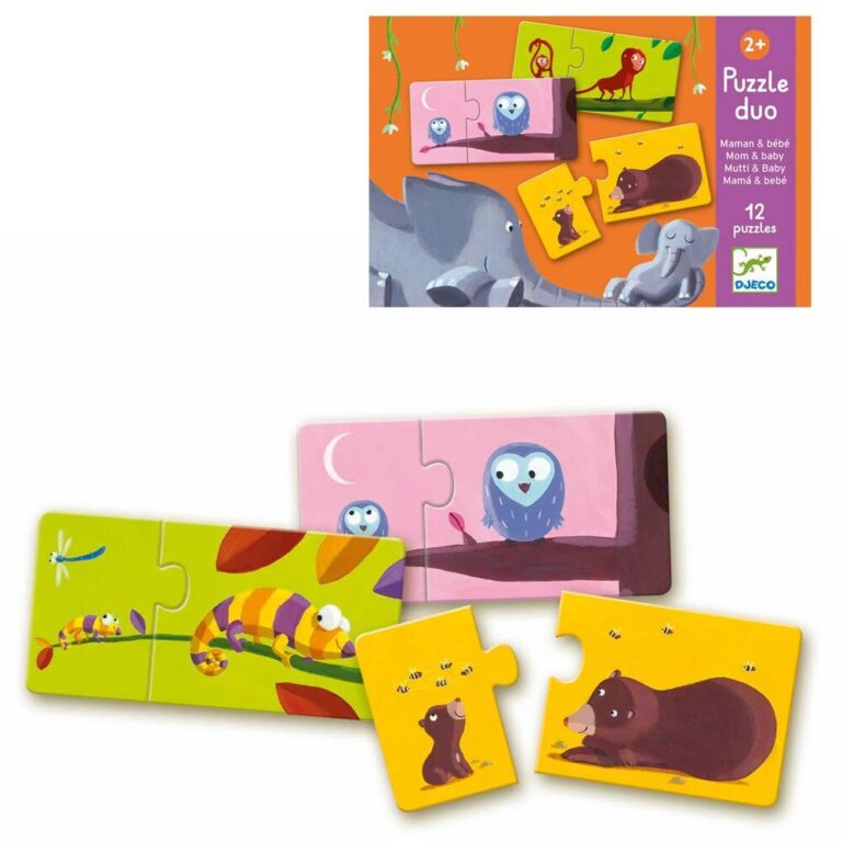 12 puzzles 2 pièces Maman Bébé Djeco