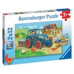Puzzles 2 x 12 pièces Chantier et Ferme Ravensburger
