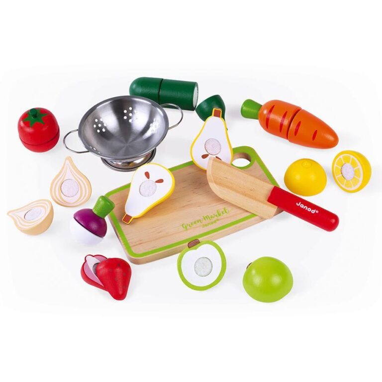 Maxi set de fruits et légumes à découper en bois Janod