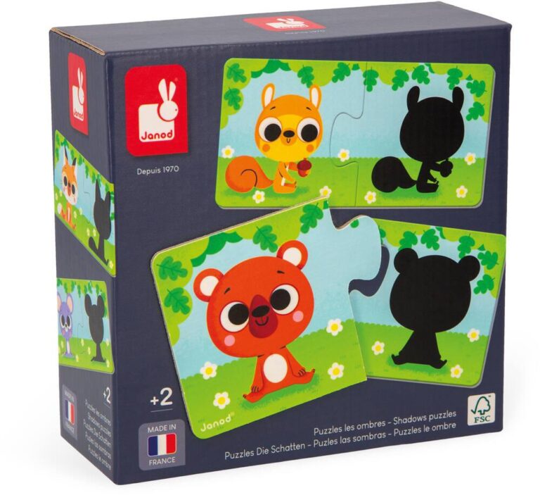 Puzzles Animaux et Ombres Janod, 12 duos