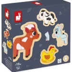 4 puzzles évolutifs Ferme en bois Janod