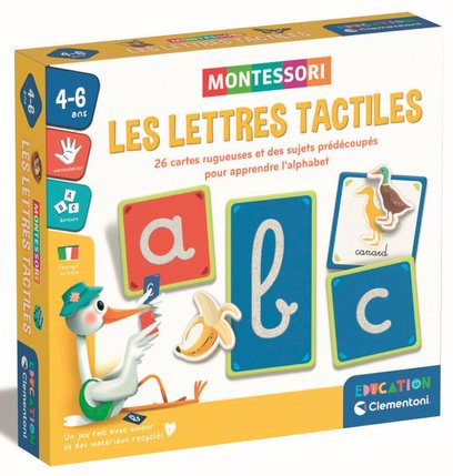 Lettres tactiles rugueuses Montessori Clementoni