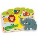 Puzzle bois à boutons musical Baobab Djeco, 5 pièces