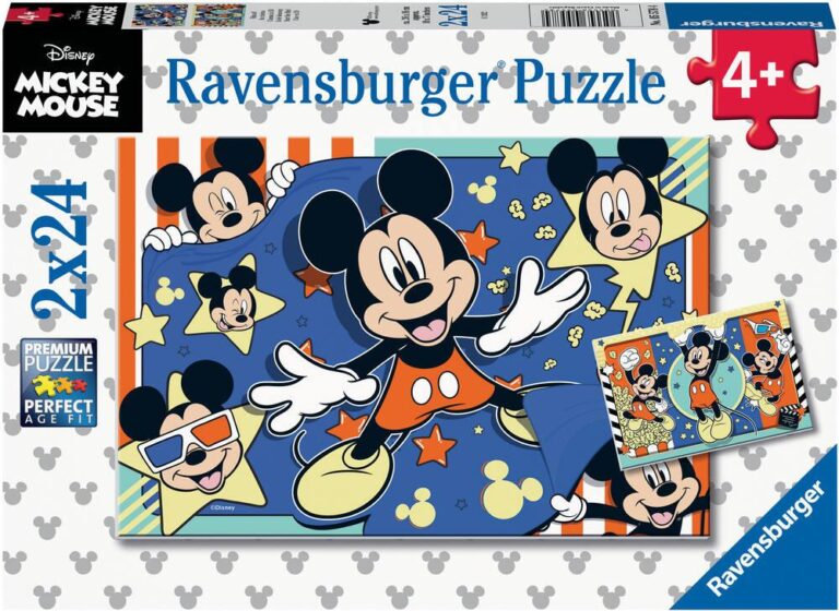 Puzzles 2 x 24 pièces Mickey au cinéma Ravensburger