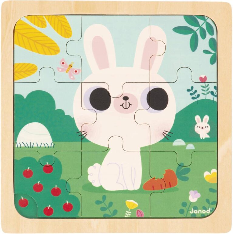 Coffret 3 puzzles Trio Janod, 9 pièces chacun