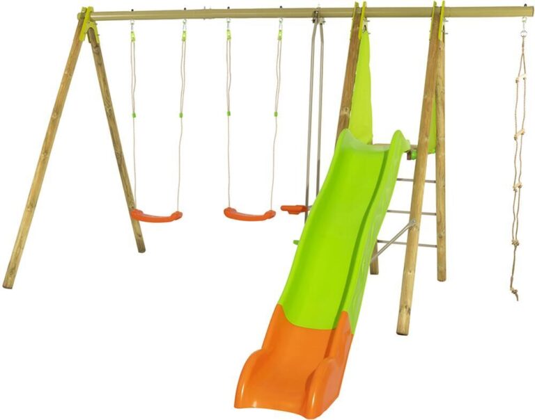 Portique bois et métal 2,30 m Cap avec toboggan