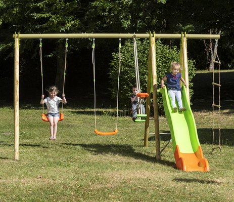 Portique bois et métal 2,30 m Cap avec toboggan