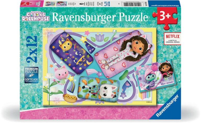 Puzzles 2 x 12 pièces Gabby Soirée pyjama Ravensburger