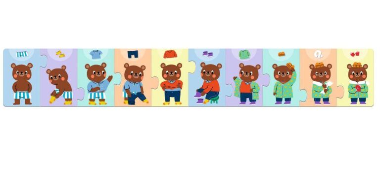 Puzzle frise Nounours s'habille Djeco, 10 pièces