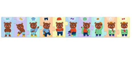 Puzzle frise Nounours s'habille Djeco, 10 pièces