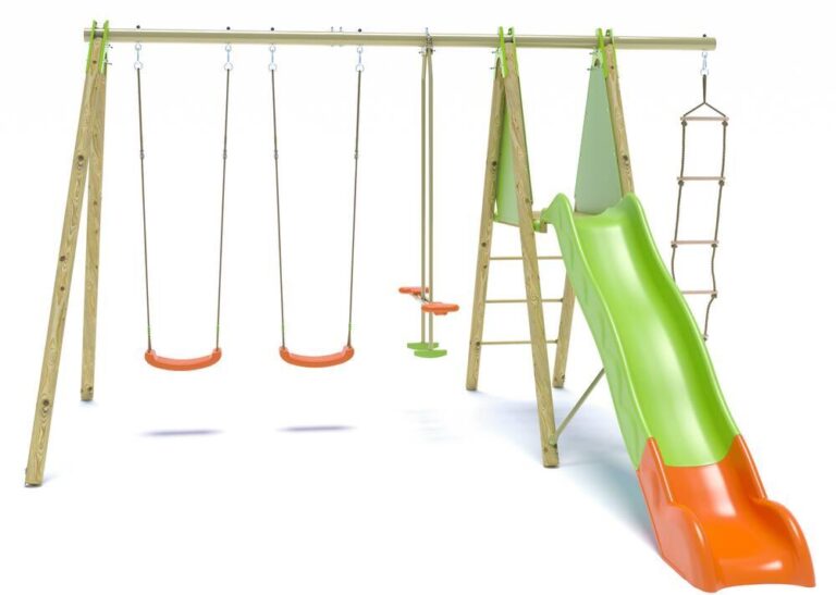 Portique bois et métal 2,30 m Cap avec toboggan
