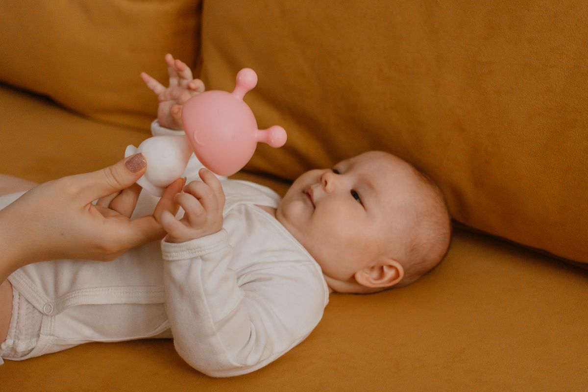 Anneau de dentition en silicone alimentaire pour bébé 6 mois sans BPA