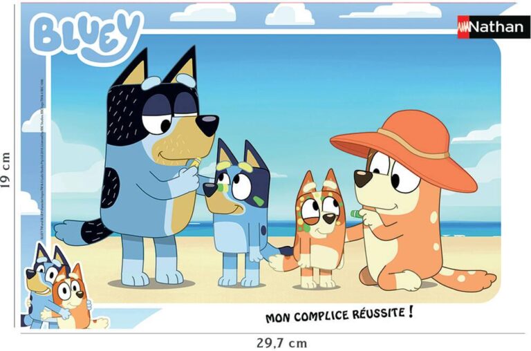 Puzzle Cadre 15 pièces Bluey à la plage Nathan