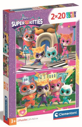 Puzzle 2 x 20 pièces Super Kitties Clementoni