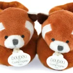 Chaussons Panda Roux avec Hochet Unicef Doudou et Compagnie