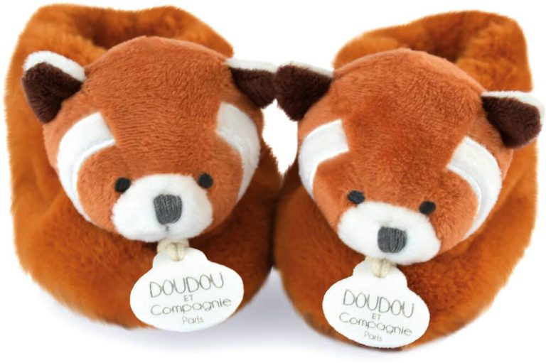 Chaussons Panda Roux avec Hochet Unicef Doudou et Compagnie