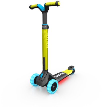 Trottinette pliable Berg Nexo roues LED et plateau lumineux (Vert citron)