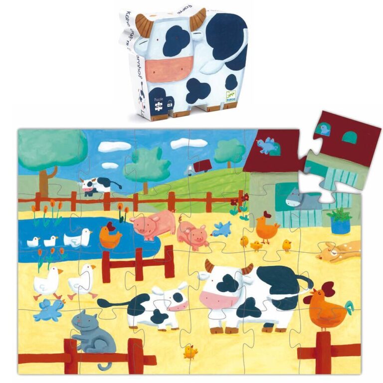Puzzle silhouette Les Vaches à la ferme Djeco, 24 pièces