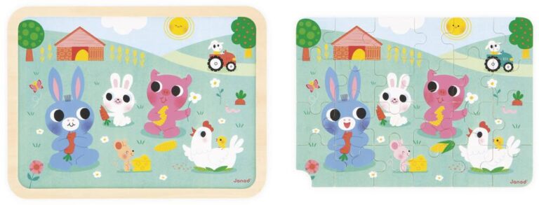 Puzzle À la ferme en bois Janod, 24 pièces