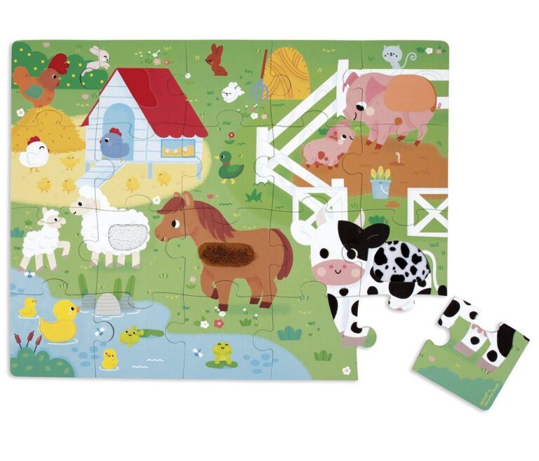 Puzzle tactile Ferme Janod, 20 pièces