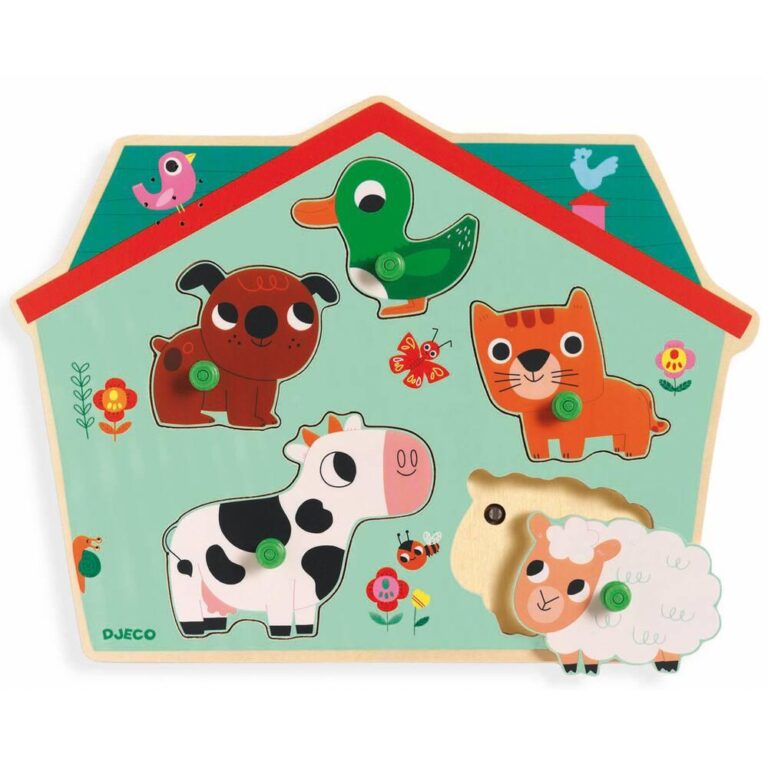 Puzzle sonore bois Ouaf Woof Djeco, 5 pièces