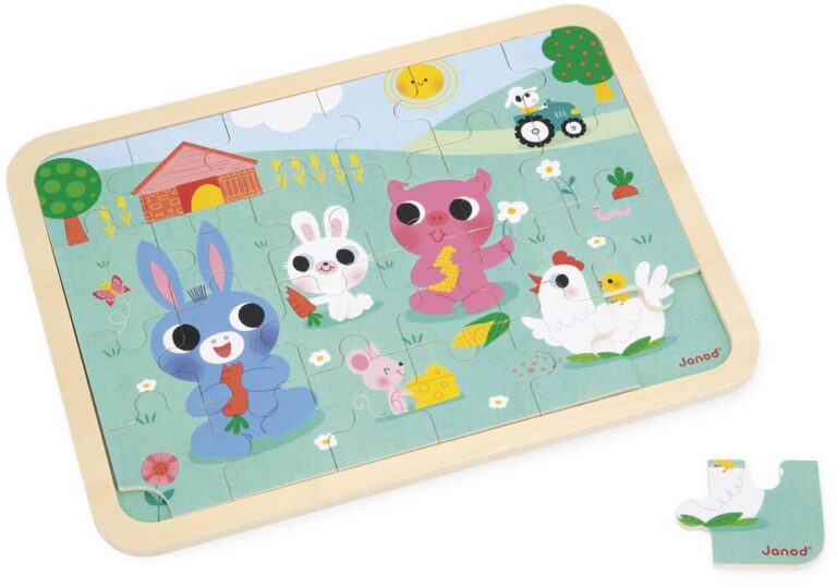 Puzzle À la ferme en bois Janod, 24 pièces