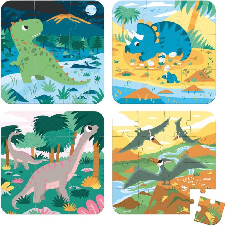 4 puzzles évolutifs Dinosaures Janod