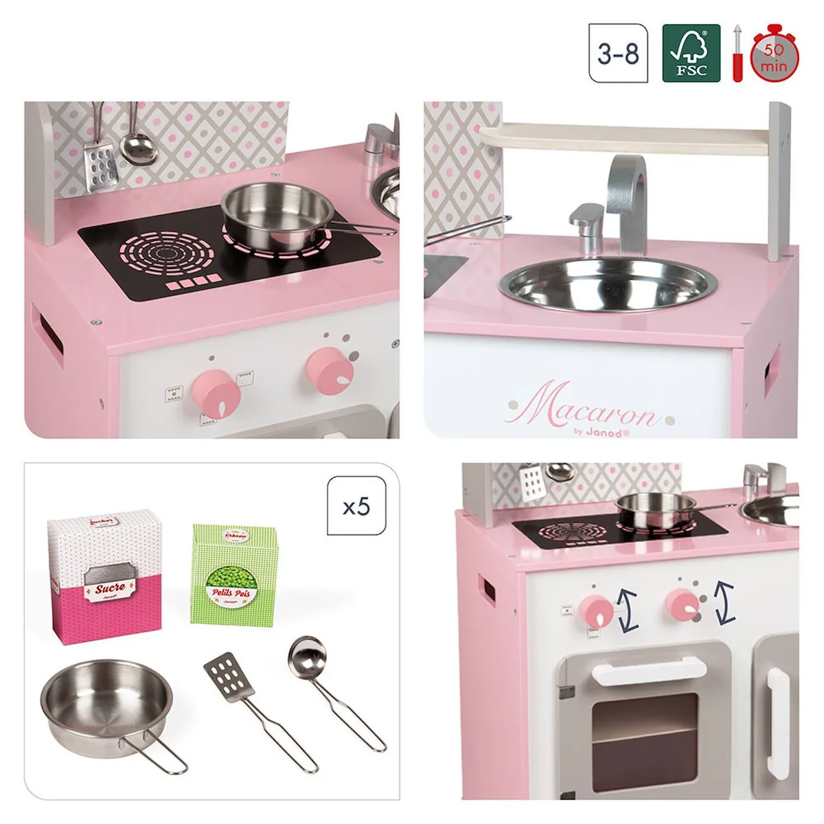 Cuisine en bois Janod Macaron pour enfant de 2 ans