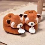 Chaussons Panda Roux avec Hochet Unicef Doudou et Compagnie