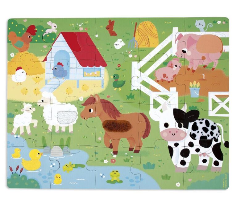 Puzzle tactile Ferme Janod, 20 pièces