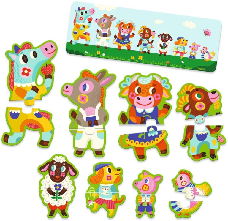 8 puzzles 2 pièces Grands et Petits Djeco