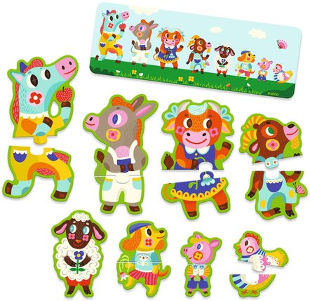 8 puzzles 2 pièces Grands et Petits Djeco