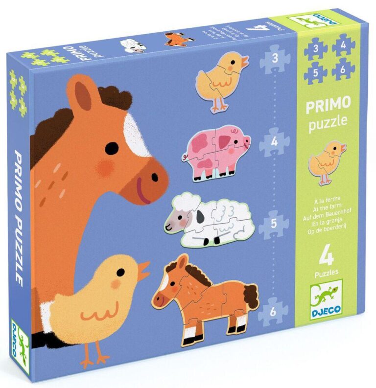 Puzzles Primo À la ferme Djeco, 3 à 6 pièces