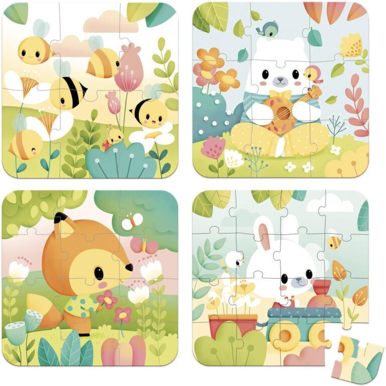 4 puzzles en bois évolutifs Janod