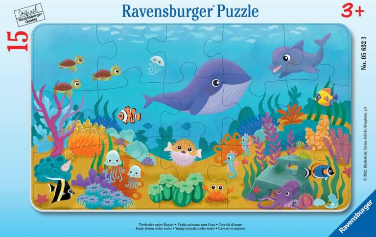Puzzle Cadre 15 pièces Petits animaux sous l&rsquo;eau Ravensburger