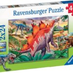 Puzzles 2 x 24 pièces Mammouths et Dinosaures Ravensburger