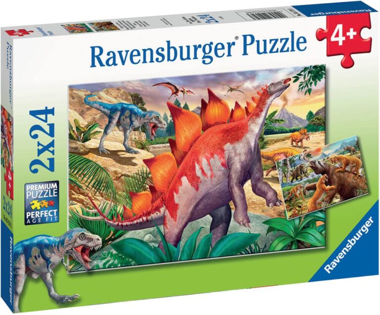 Puzzles 2 x 24 pièces Mammouths et Dinosaures Ravensburger