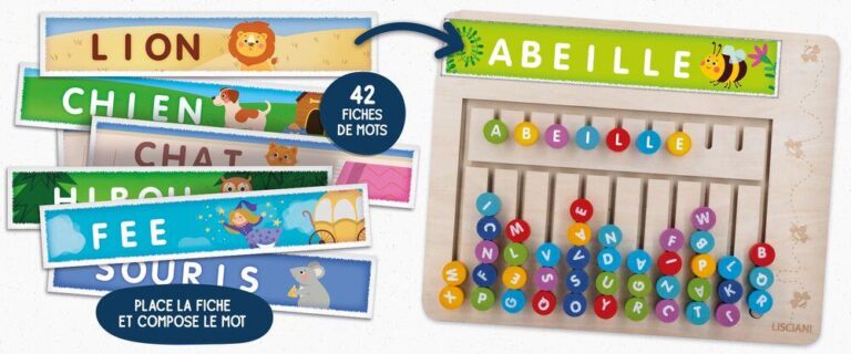 Montessori Compose-mots Lisciani, tableau de lettres à glisser